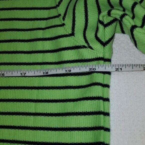 Liz Claiborne Liz & Co. Cinched V Neck Closure Striped Short Sleeve Sz. M Top - Picture 6 of 9